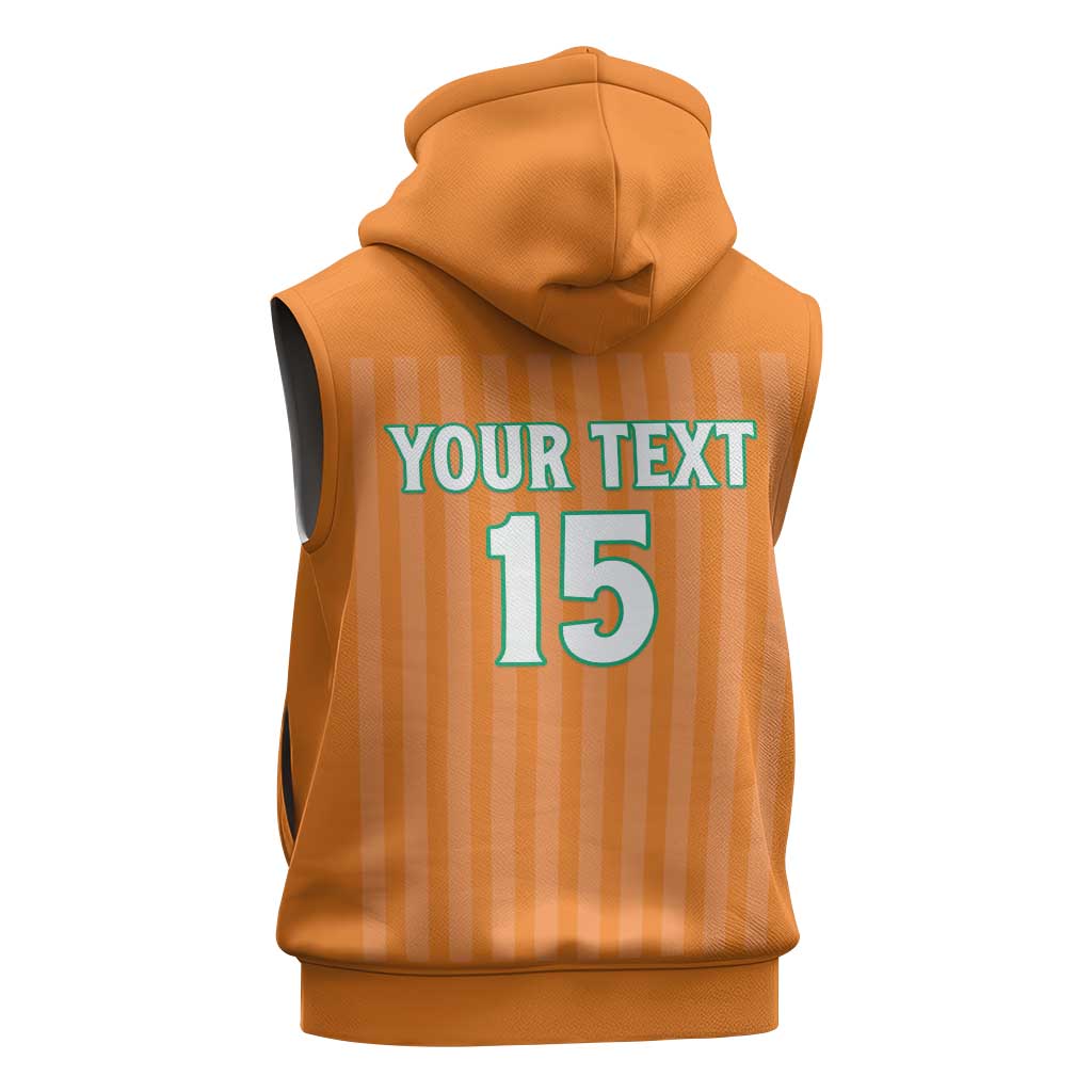 Custom Cote dIvoire Football Sleeveless Zip Hoodie Les Elephants - African Pride