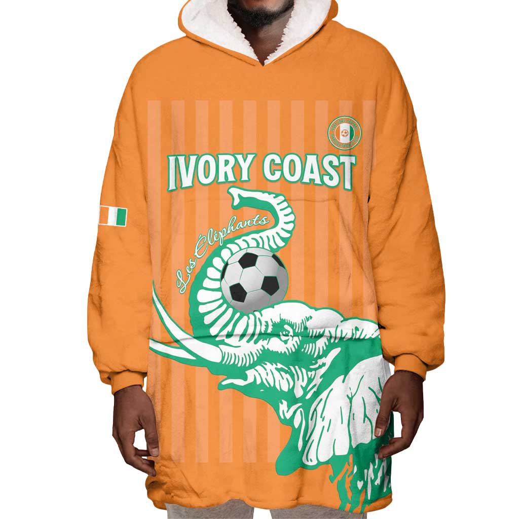 Custom Cote dIvoire Football Wearable Blanket Hoodie Les Elephants