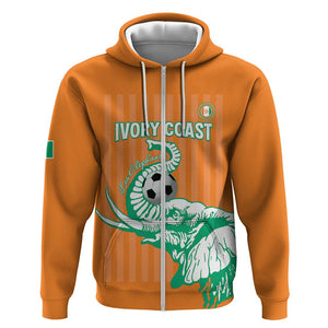 Custom Cote dIvoire Football Zip Hoodie Les Elephants