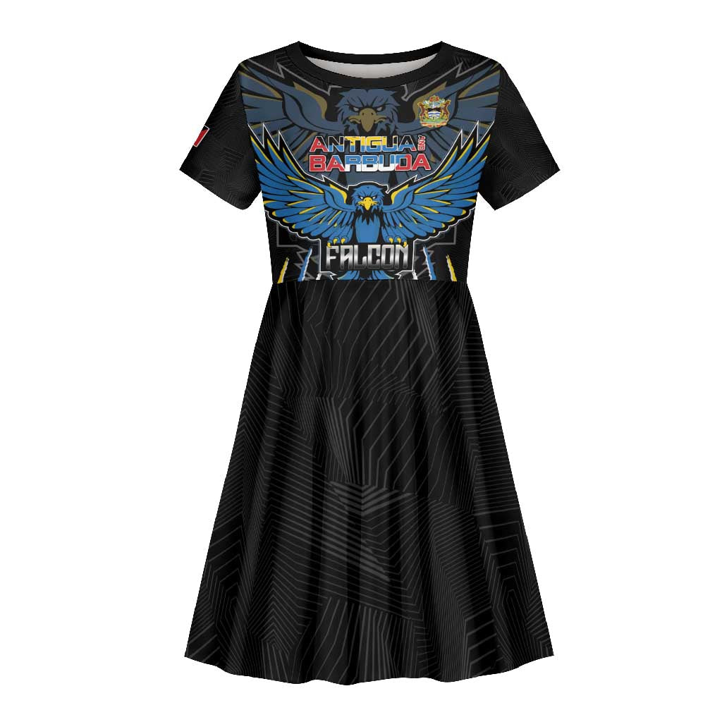 Antigua and Barbuda Cricket Custom Kid Short Sleeve Dress Go Falcons - African Pride
