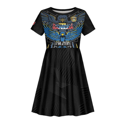 Antigua and Barbuda Cricket Custom Kid Short Sleeve Dress Go Falcons - African Pride