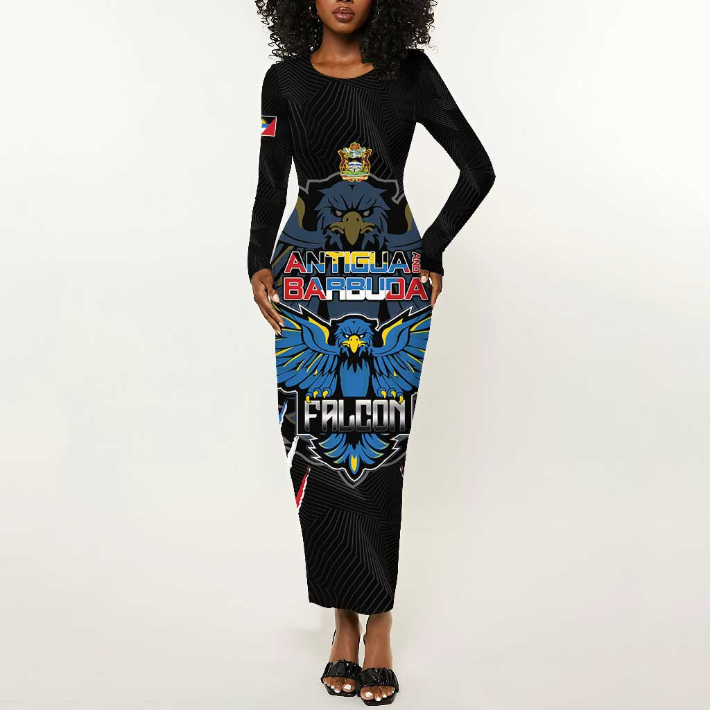 Antigua and Barbuda Cricket Custom Long Sleeve Bodycon Dress Go Falcons - African Pride