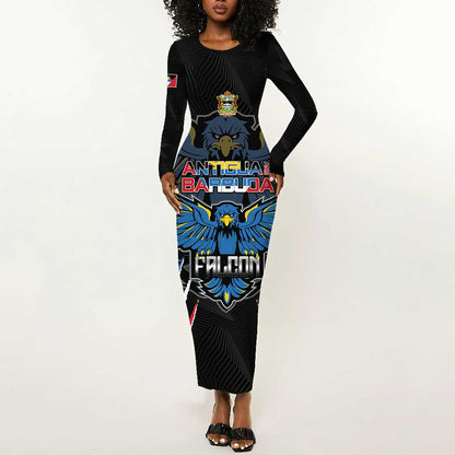Antigua and Barbuda Cricket Custom Long Sleeve Bodycon Dress Go Falcons - African Pride