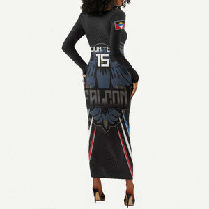 Antigua and Barbuda Cricket Custom Long Sleeve Bodycon Dress Go Falcons - African Pride