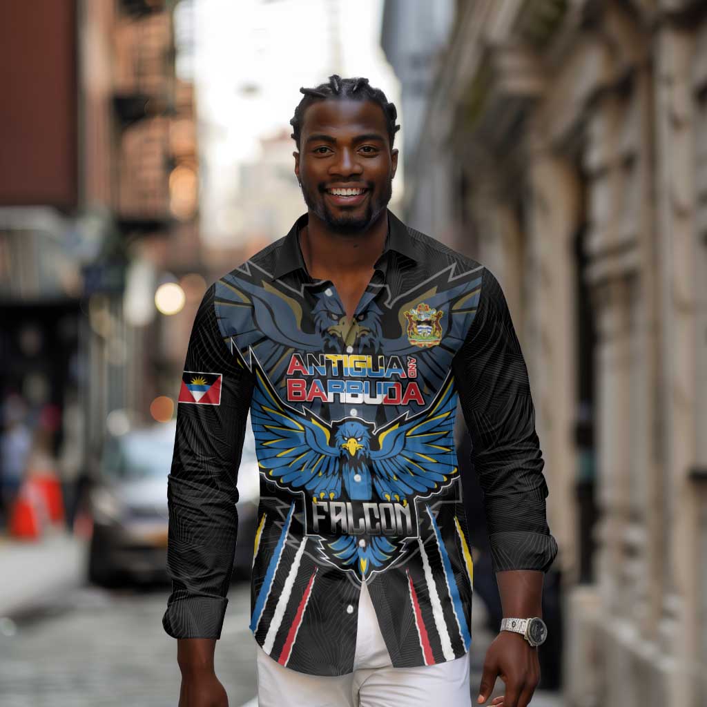 Antigua and Barbuda Cricket Custom Long Sleeve Button Shirt Go Falcons - African Pride