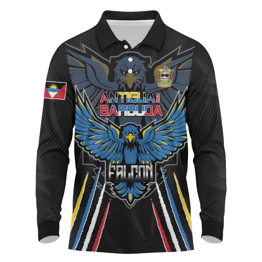 Antigua and Barbuda Cricket Custom Long Sleeve Polo Shirt Go Falcons - African Pride