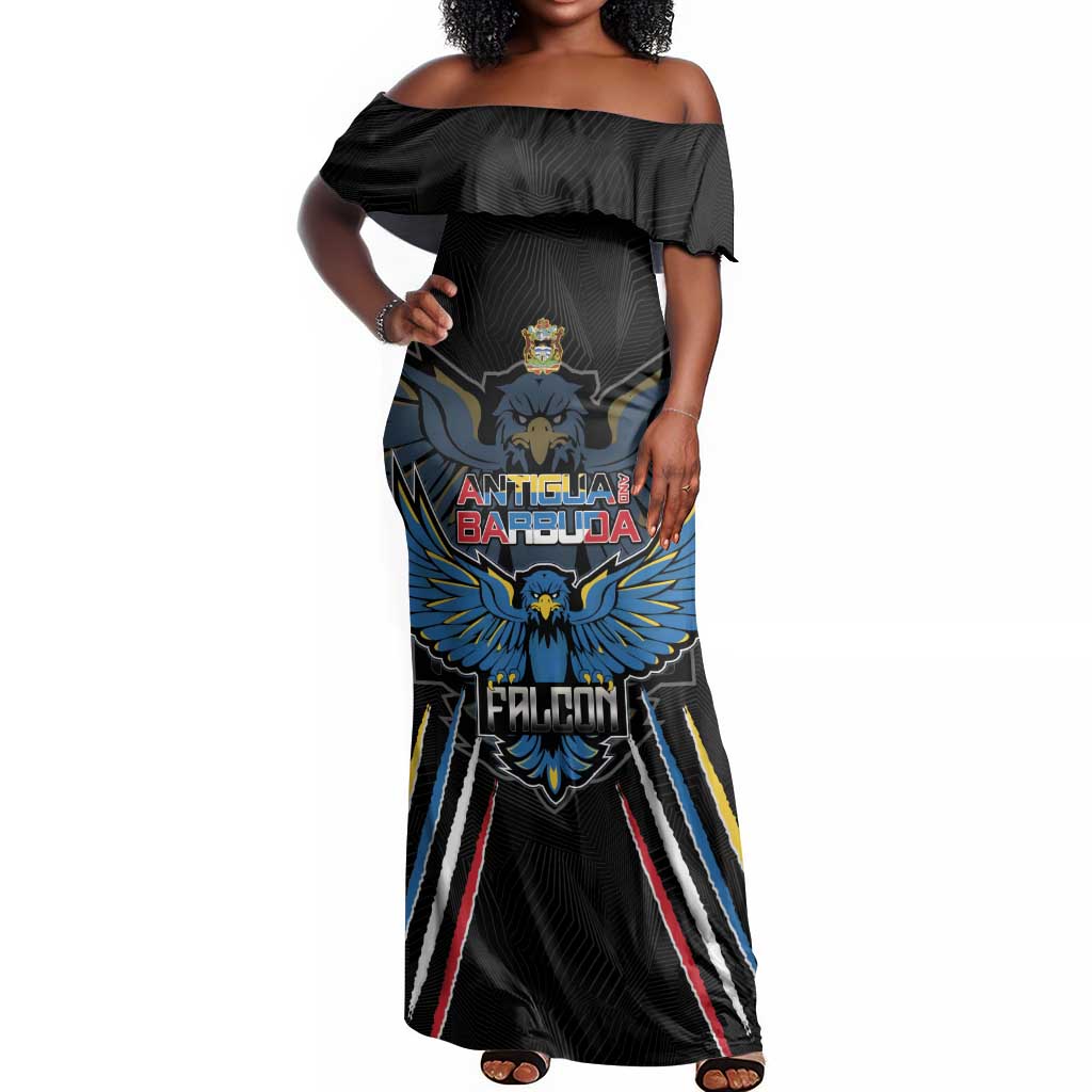 Antigua and Barbuda Cricket Custom Off Shoulder Maxi Dress Go Falcons - African Pride