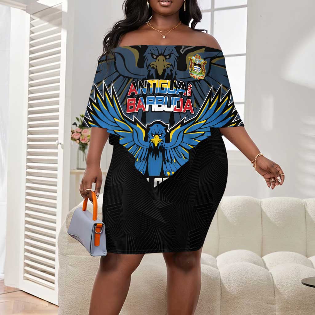 Antigua and Barbuda Cricket Custom Off Shoulder Short Dress Go Falcons - African Pride