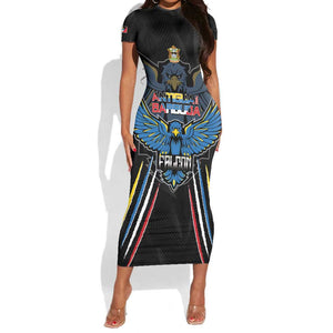 Antigua and Barbuda Cricket Custom Short Sleeve Bodycon Dress Go Falcons - African Pride
