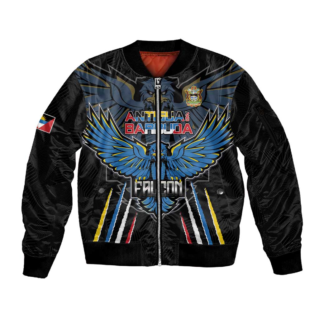Antigua and Barbuda Cricket Custom Sleeve Zip Bomber Jacket Go Falcons - African Pride