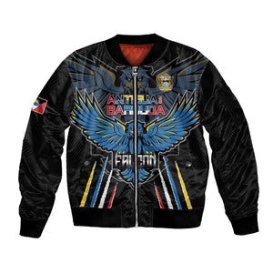 Antigua and Barbuda Cricket Custom Sleeve Zip Bomber Jacket Go Falcons - African Pride