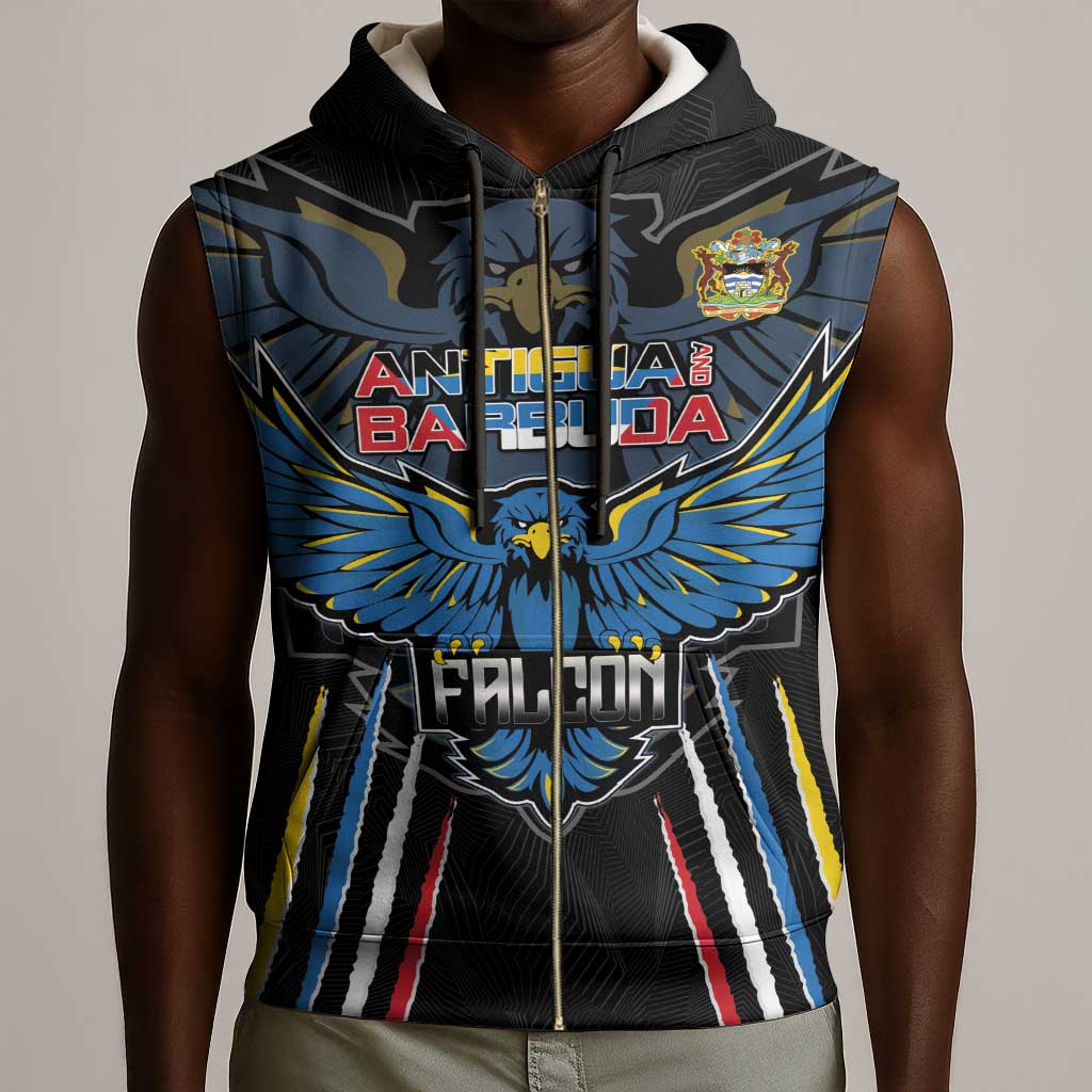 Antigua and Barbuda Cricket Sleeveless Zip Hoodie Go Falcons - African Pride