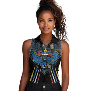 Antigua and Barbuda Cricket Custom Women Sleeveless Polo Shirt Go Falcons - African Pride