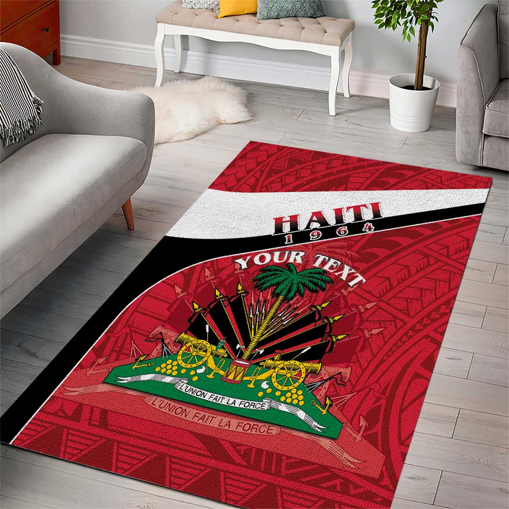 Personalized Haiti 1964 Area Rug Coat Of Arms - Polynesian Style - African Pride