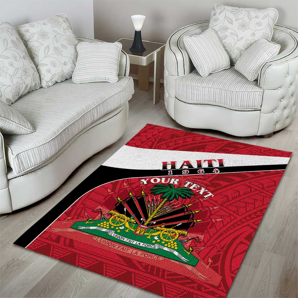 Personalized Haiti 1964 Area Rug Coat Of Arms - Polynesian Style - African Pride