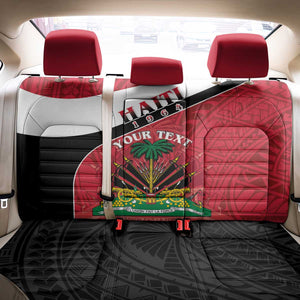 Personalized Haiti 1964 Back Car Seat Cover Coat Of Arms - Polynesian Style - African Pride