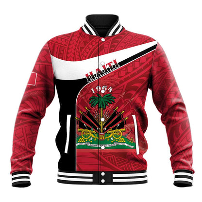 Personalized Haiti 1964 Baseball Jacket Coat Of Arms - Polynesian Style - African Pride