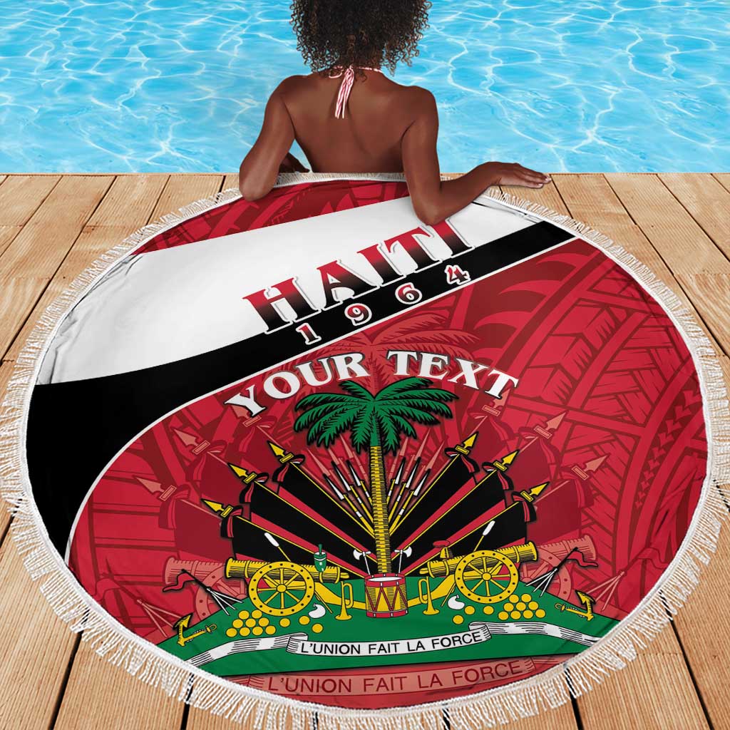 Personalized Haiti 1964 Beach Blanket Coat Of Arms - Polynesian Style - African Pride