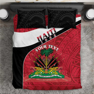 Personalized Haiti 1964 Bedding Set Coat Of Arms - Polynesian Style - African Pride