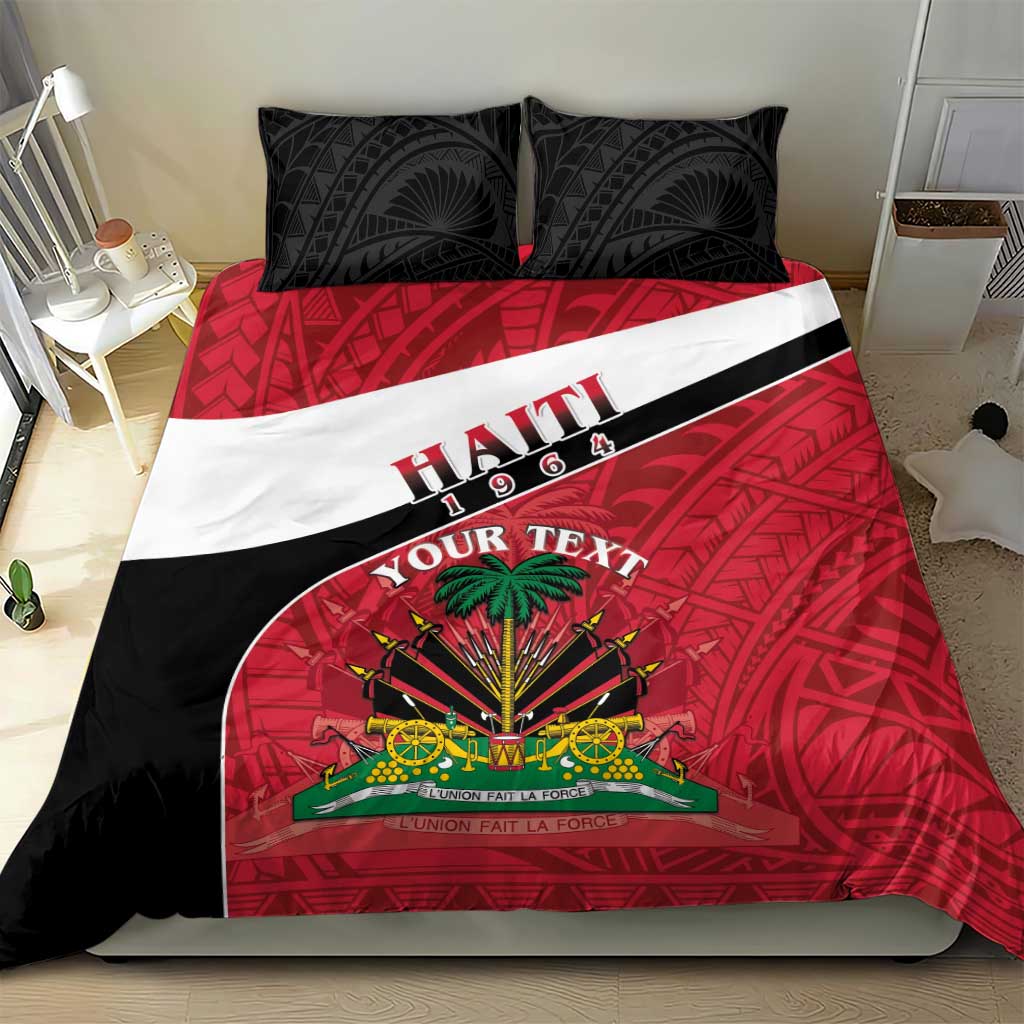 Personalized Haiti 1964 Bedding Set Coat Of Arms - Polynesian Style - African Pride