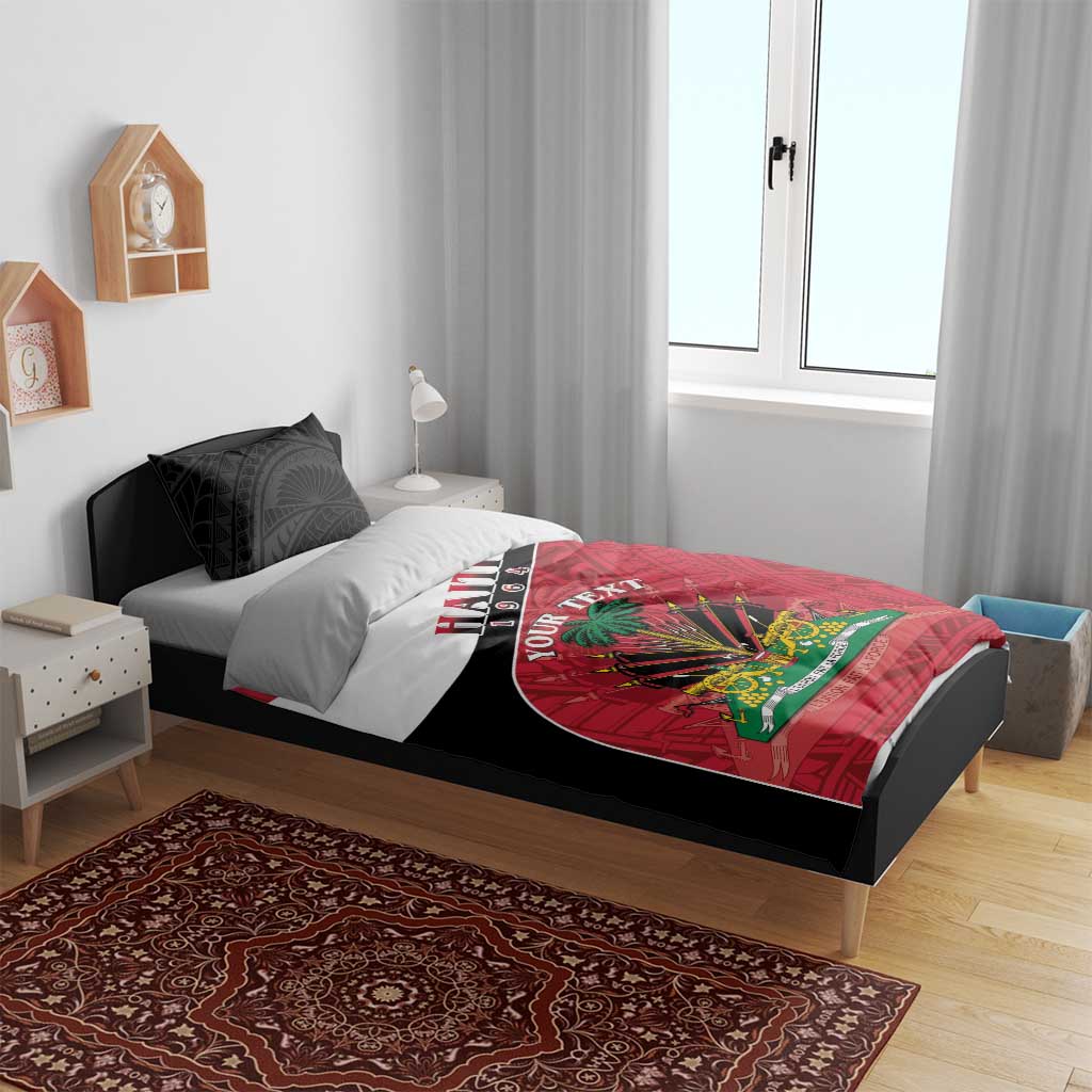 Personalized Haiti 1964 Bedding Set Coat Of Arms - Polynesian Style - African Pride