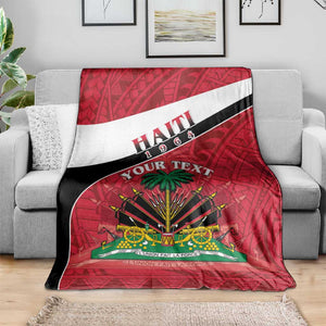Personalized Haiti 1964 Blanket Coat Of Arms - Polynesian Style - African Pride