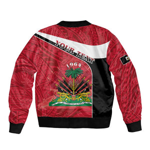 Personalized Haiti 1964 Bomber Jacket Coat Of Arms - Polynesian Style - African Pride