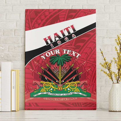 Personalized Haiti 1964 Canvas Wall Art Coat Of Arms - Polynesian Style - African Pride