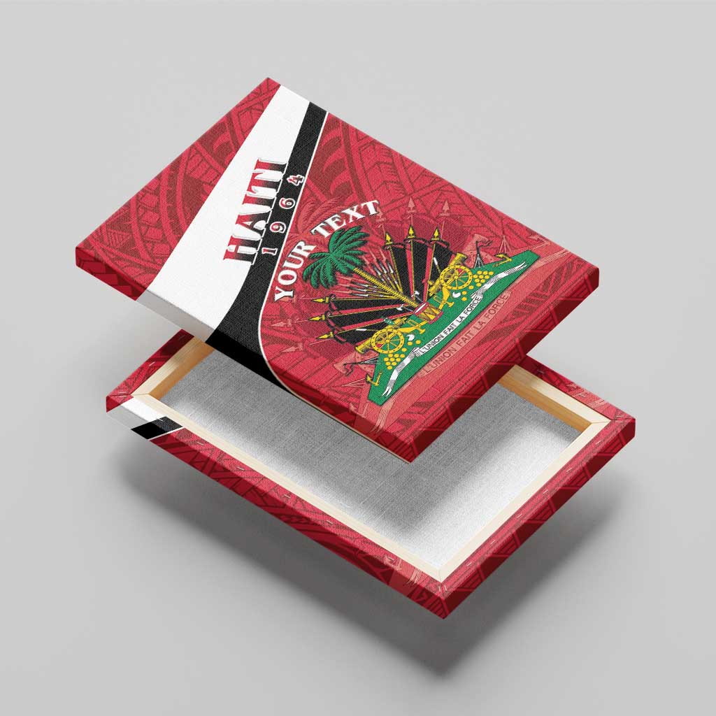 Personalized Haiti 1964 Canvas Wall Art Coat Of Arms - Polynesian Style - African Pride