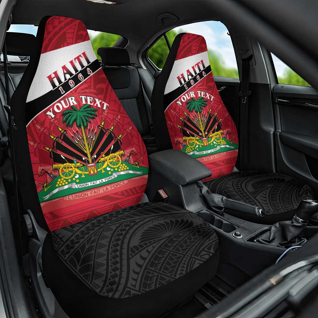 Personalized Haiti 1964 Car Seat Cover Coat Of Arms - Polynesian Style - African Pride