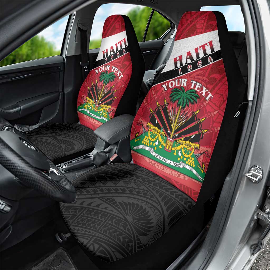 Personalized Haiti 1964 Car Seat Cover Coat Of Arms - Polynesian Style - African Pride