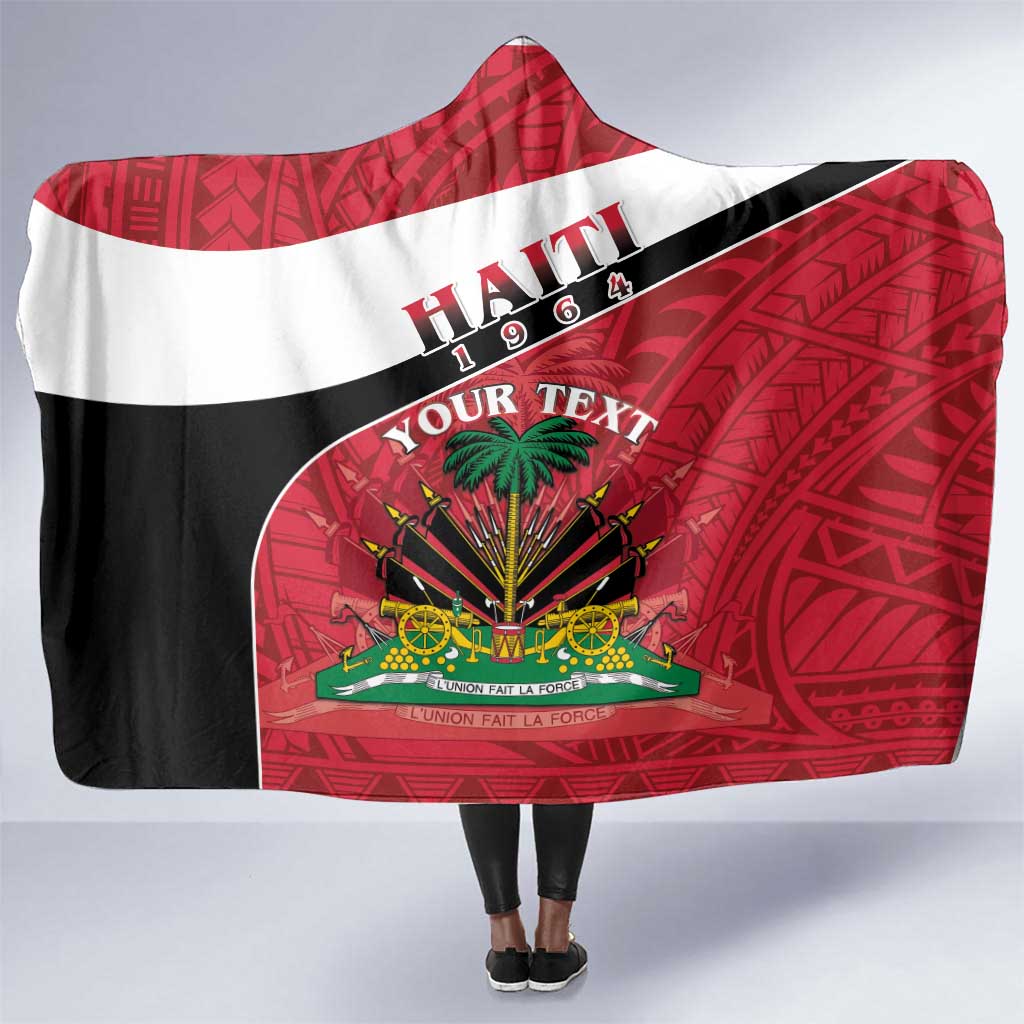 Personalized Haiti 1964 Hooded Blanket Coat Of Arms - Polynesian Style - African Pride