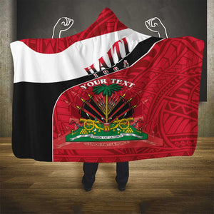 Personalized Haiti 1964 Hooded Blanket Coat Of Arms - Polynesian Style - African Pride