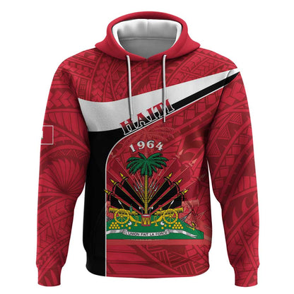 Personalized Haiti 1964 Hoodie Coat Of Arms - Polynesian Style - African Pride