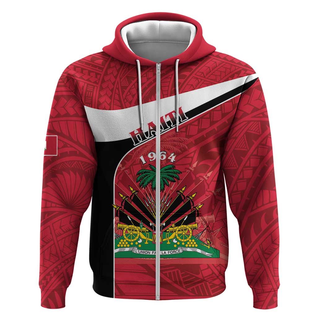 Personalized Haiti 1964 Hoodie Coat Of Arms - Polynesian Style - African Pride