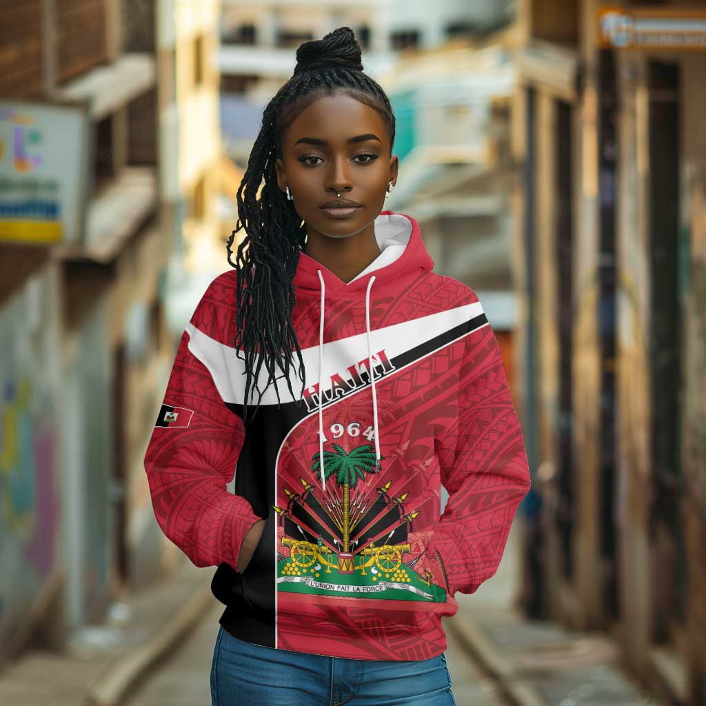Personalized Haiti 1964 Hoodie Coat Of Arms - Polynesian Style - African Pride