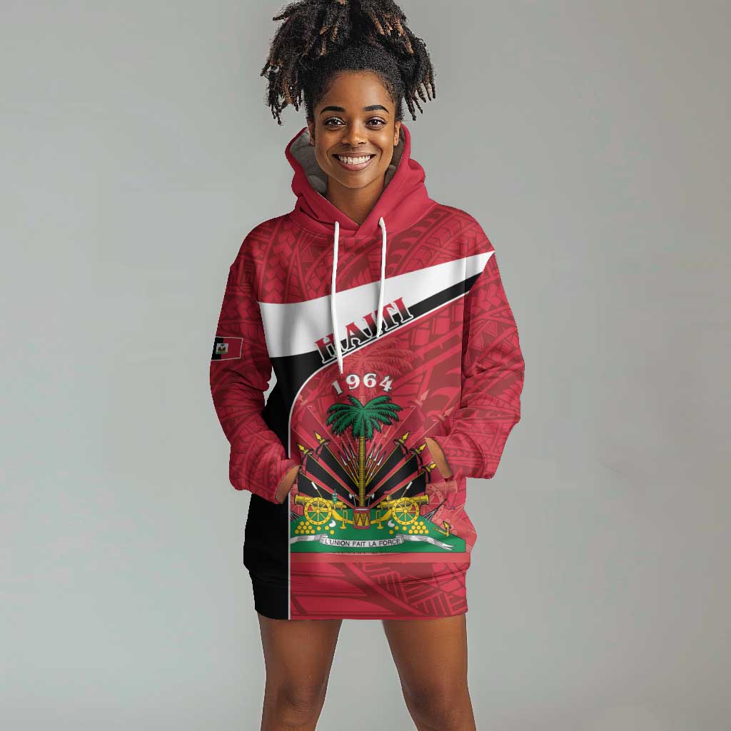 Personalized Haiti 1964 Hoodie Dress Coat Of Arms - Polynesian Style - African Pride