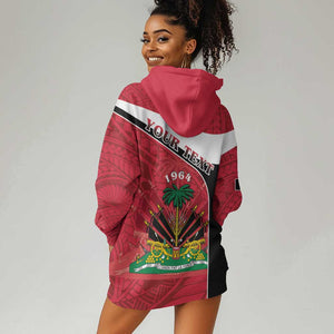 Personalized Haiti 1964 Hoodie Dress Coat Of Arms - Polynesian Style - African Pride
