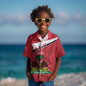 Personalized Haiti 1964 Kid Hawaiian Shirt Coat Of Arms - Polynesian Style - African Pride