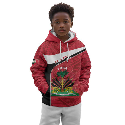 Personalized Haiti 1964 Kid Hoodie Coat Of Arms - Polynesian Style - African Pride