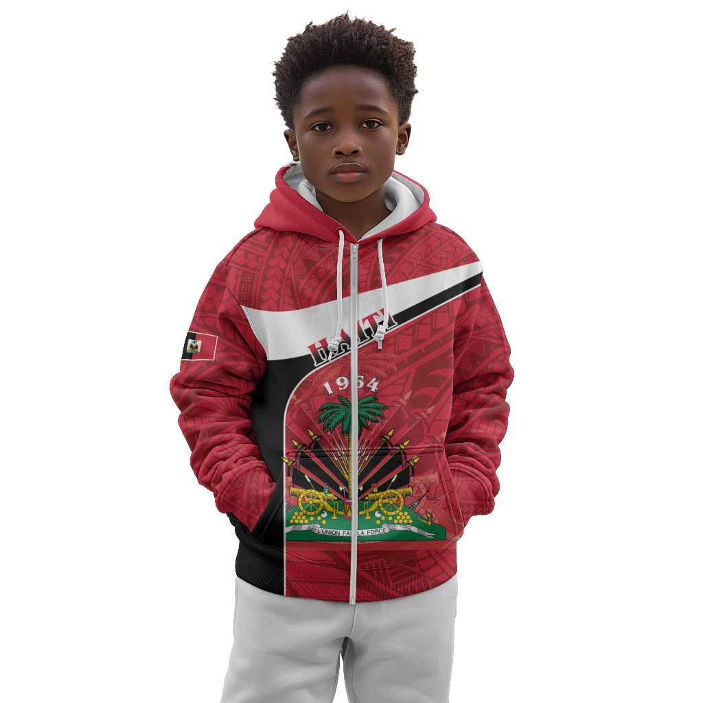 Personalized Haiti 1964 Kid Hoodie Coat Of Arms - Polynesian Style - African Pride