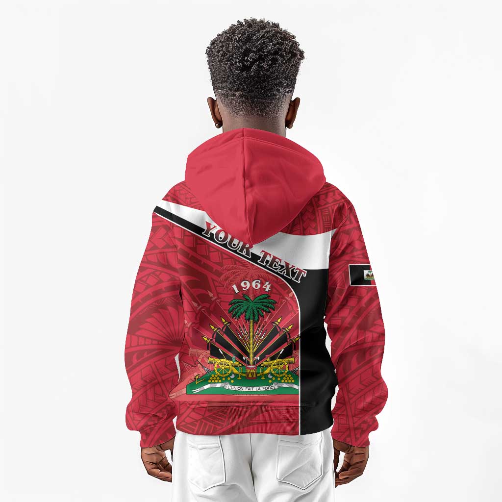 Personalized Haiti 1964 Kid Hoodie Coat Of Arms - Polynesian Style - African Pride