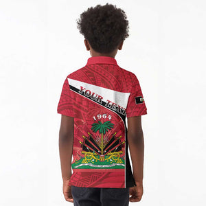 Personalized Haiti 1964 Kid Polo Shirt Coat Of Arms - Polynesian Style - African Pride