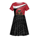 Personalized Haiti 1964 Kid Short Sleeve Dress Coat Of Arms - Polynesian Style - African Pride