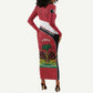 Personalized Haiti 1964 Long Sleeve Bodycon Dress Coat Of Arms - Polynesian Style - African Pride