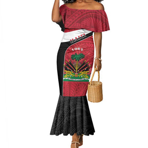 Personalized Haiti 1964 Mermaid Dress Coat Of Arms - Polynesian Style - African Pride