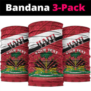Personalized Haiti 1964 Neck Gaiter Coat Of Arms - Polynesian Style - African Pride