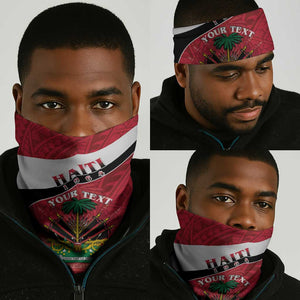 Personalized Haiti 1964 Neck Gaiter Coat Of Arms - Polynesian Style - African Pride