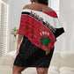 Personalized Haiti 1964 Off Shoulder Short Dress Coat Of Arms - Polynesian Style - African Pride