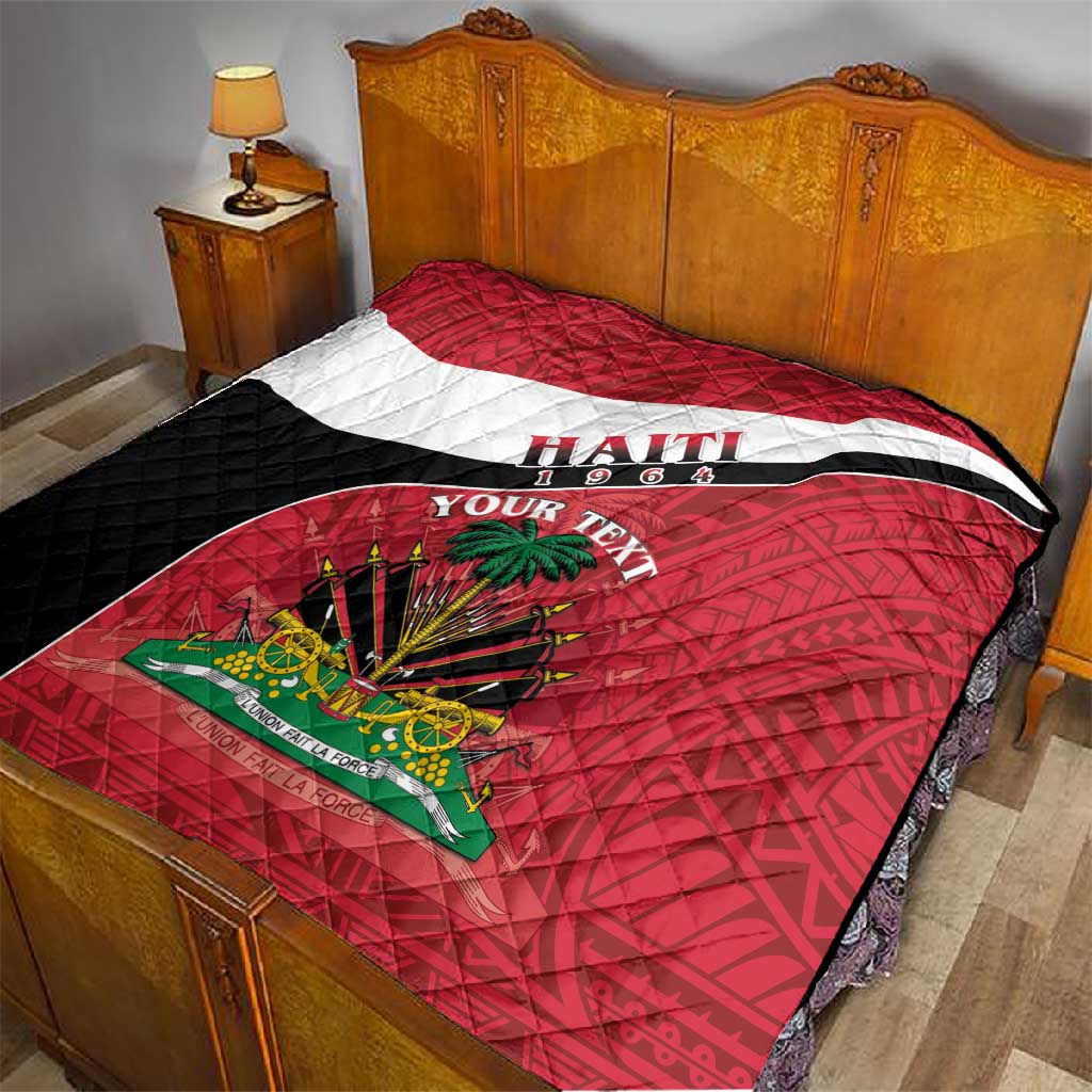 Personalized Haiti 1964 Quilt Coat Of Arms - Polynesian Style - African Pride